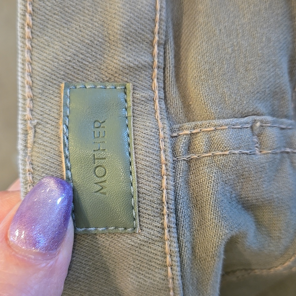 MOTHER High-Rise Olive Green Straight Jeans - Picture 14 of 15